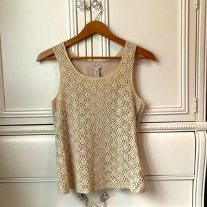 J.Crew Ivory Eyelet Lace Sleeveless Blouse